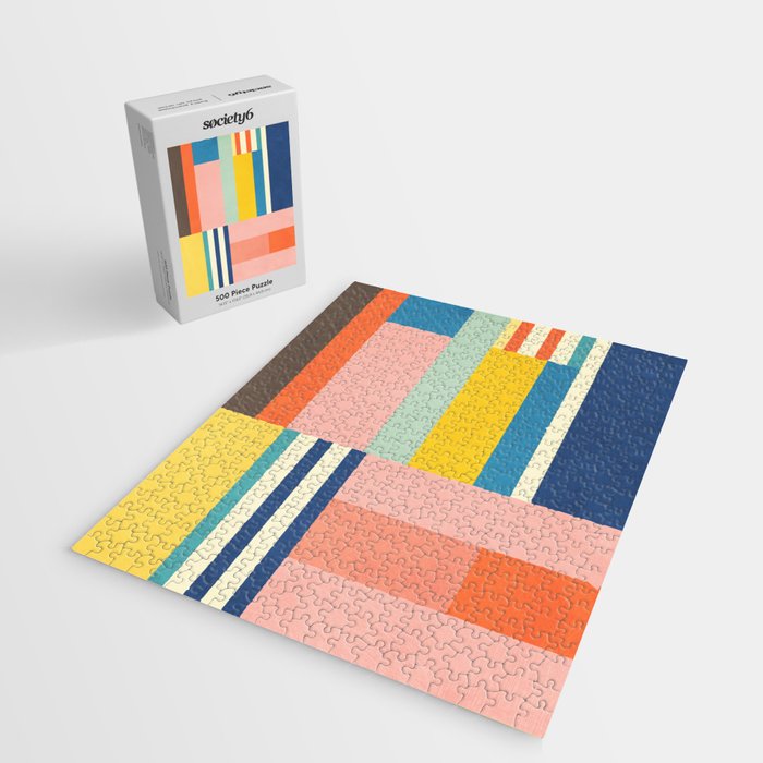 Bright Pastels Geometric Colorful Abstract Artwork Jigsaw Puzzle Gallery Image 2