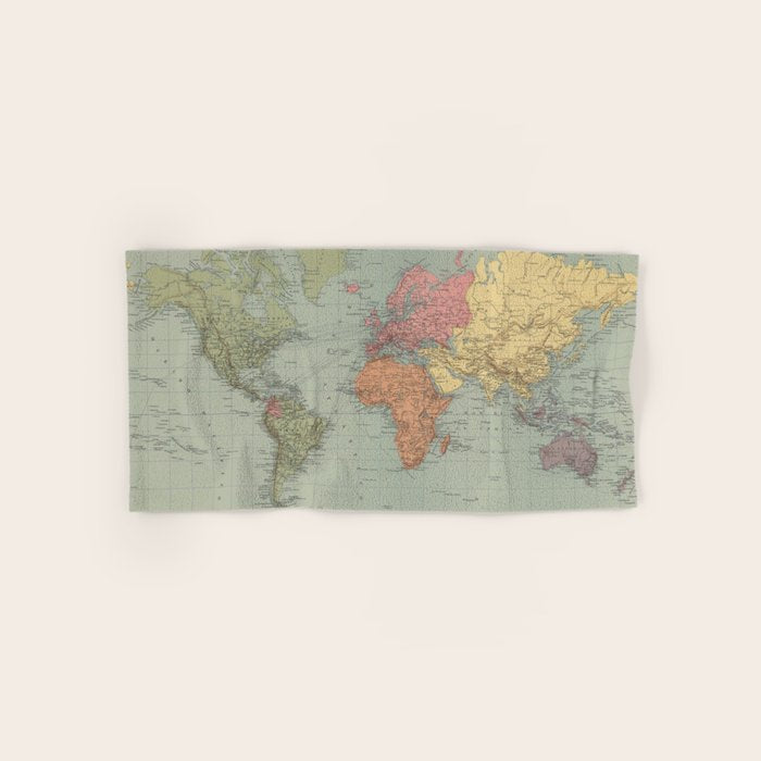 Vintage Map of The World (1889) Bath Towel Gallery Image 1