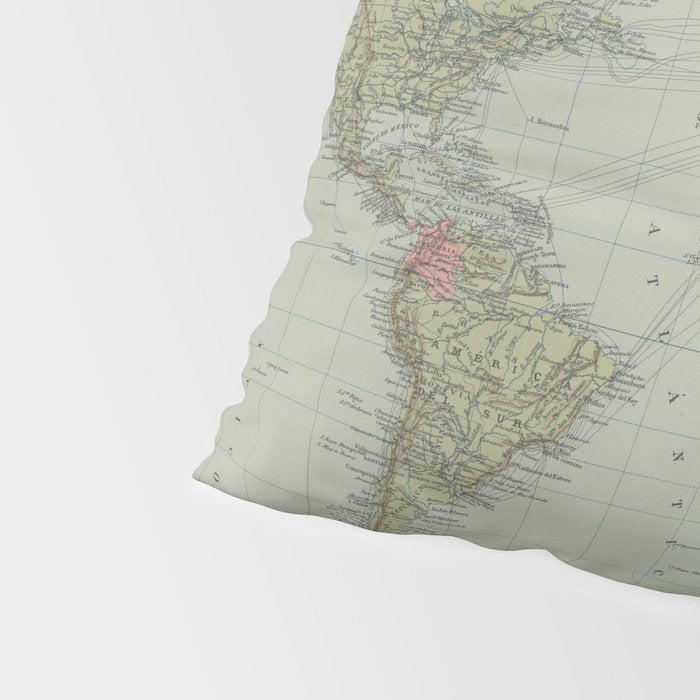 Vintage Map of The World (1889) Pillow Sham Gallery Image 4