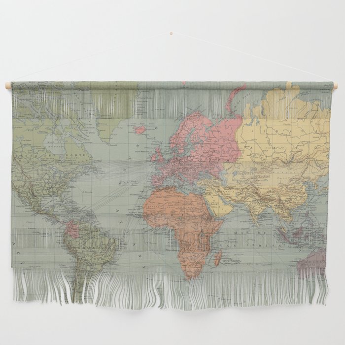 Vintage Map of The World (1889) Wall Hanging Gallery Image 1