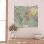 Vintage Map of The World (1889) Wall Tapestry Gallery Image 2