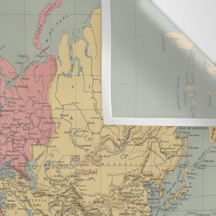 Vintage Map of The World (1889) Wall Tapestry Gallery Image 3