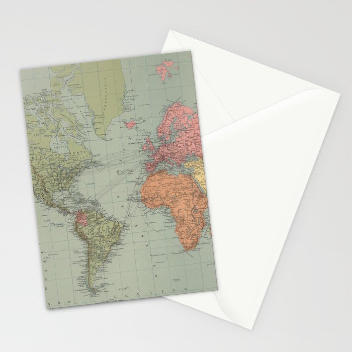 Vintage Map of The World (1889) Stationery Card Gallery Image 2