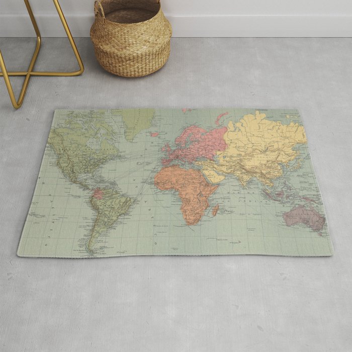 Vintage Map of The World (1889) Rug Gallery Image 1