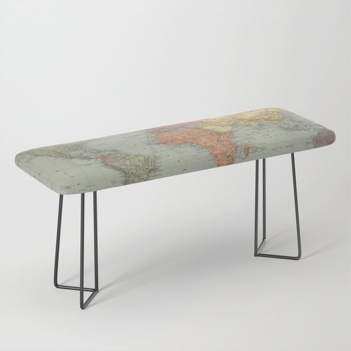 Vintage Map of The World (1889) Bench Gallery Image 1