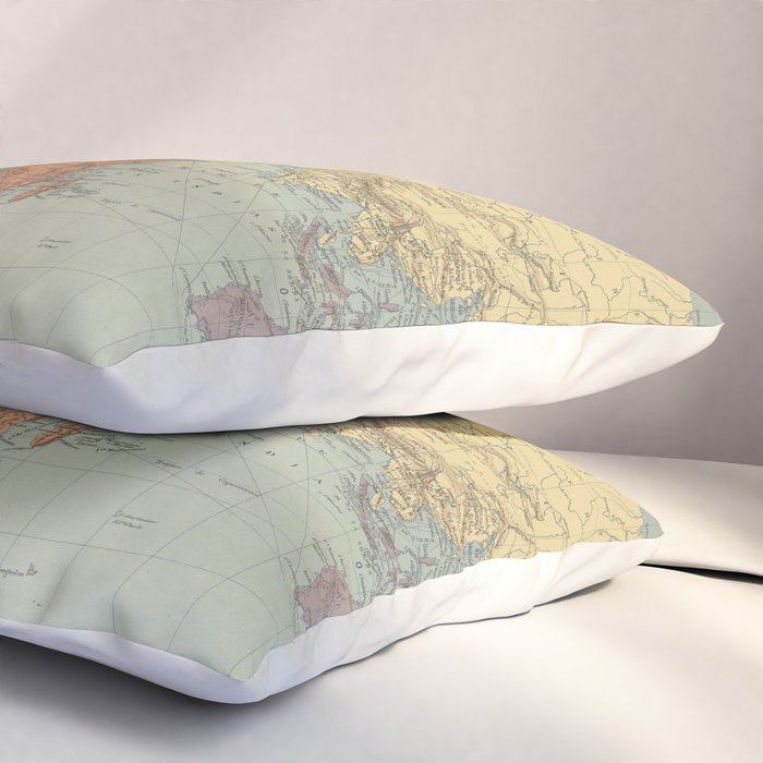 Vintage Map of The World (1889) Pillow Sham Gallery Image 3