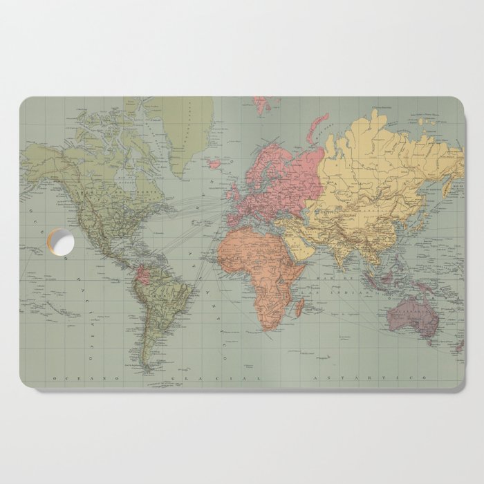 Vintage Map of The World (1889) Cutting Board Gallery Image 1