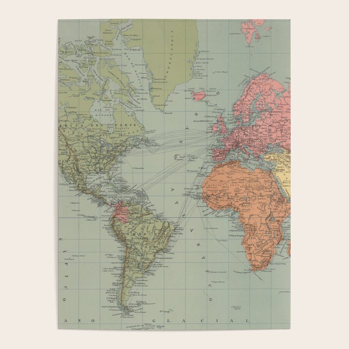 Vintage Map of The World (1889) Poster Gallery Image 4