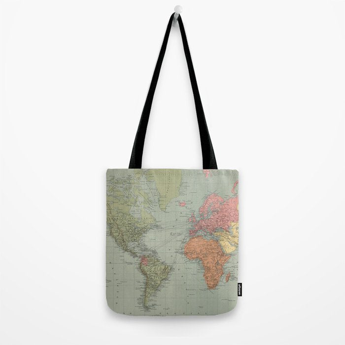 Vintage Map of The World (1889) Tote Bag Gallery Image 2