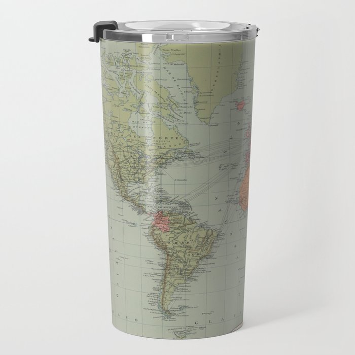 Vintage Map of The World (1889) Travel Mug Gallery Image 3