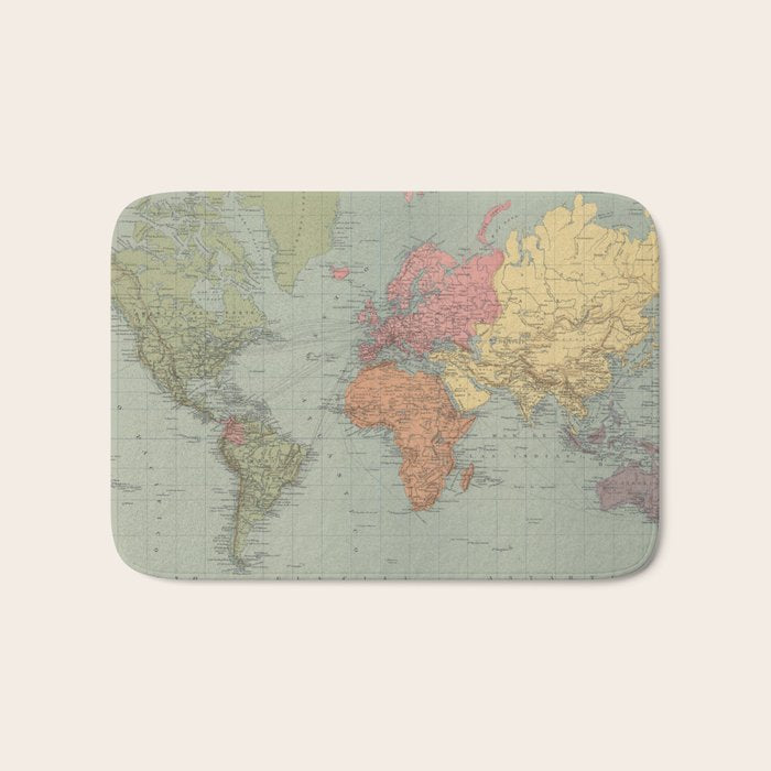 Vintage Map of The World (1889) Bath Mat Gallery Image 1