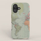 Vintage Map of The World (1889) iPhone Case Gallery Image 1