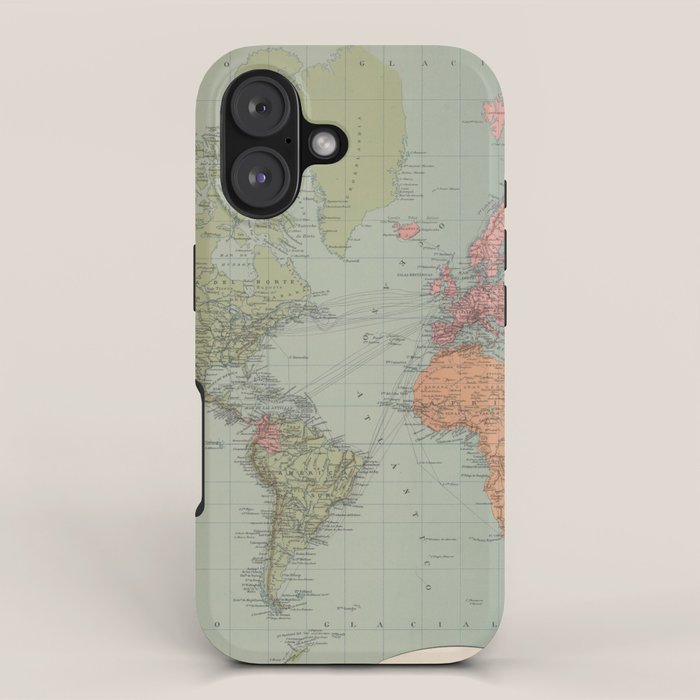 Vintage Map of The World (1889) iPhone Case Gallery Image 1