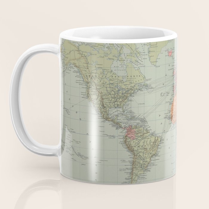 Vintage Map of The World (1889) Coffee Mug Gallery Image 3