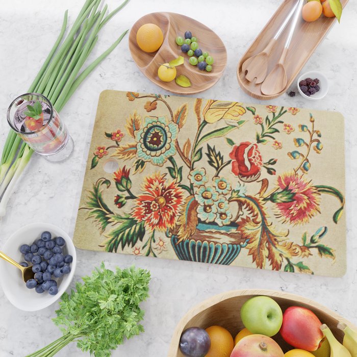 Crewel Still Life Antique Elizabethan Vector Painting Cutting Board Gallery Image 2