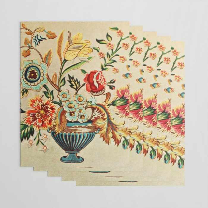 Crewel Still Life Antique Elizabethan Vector Painting Wrapping Paper Gallery Image 3