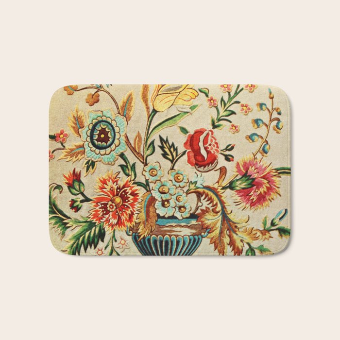Crewel Still Life Antique Elizabethan Vector Painting Bath Mat Gallery Image 1