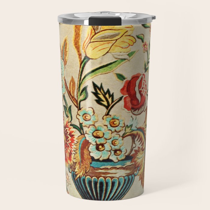 Crewel Still Life Antique Elizabethan Vector Painting Travel Mug Gallery Image 1