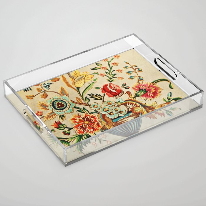 Crewel Still Life Antique Elizabethan Vector Painting Acrylic Tray Gallery Image 1
