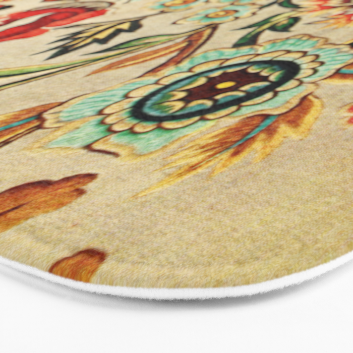 Crewel Still Life Antique Elizabethan Vector Painting Bath Mat Gallery Image 3