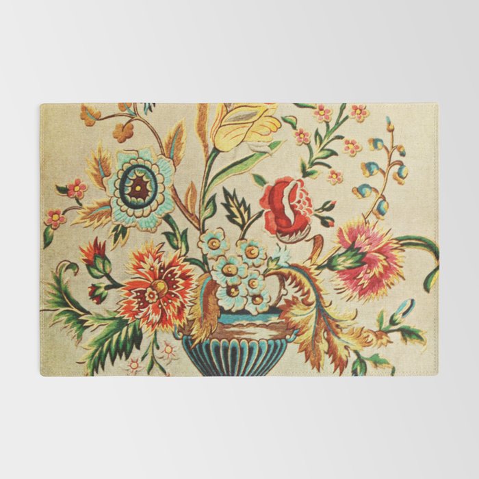 Crewel Still Life Antique Elizabethan Vector Painting Rug Gallery Image 2