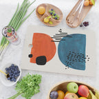 Burnt Orange Jewel Teal Blue Mid Century Modern Funky Colorful Shapes Patterns by Ejaaz Haniff Cutting Board Gallery Image 2
