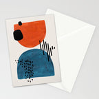 Burnt Orange Jewel Teal Blue Mid Century Modern Funky Colorful Shapes Patterns by Ejaaz Haniff Stationery Card Gallery Image 2