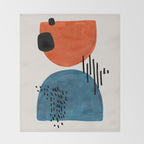 Burnt Orange Jewel Teal Blue Mid Century Modern Funky Colorful Shapes Patterns by Ejaaz Haniff Throw Blanket Gallery Image 2