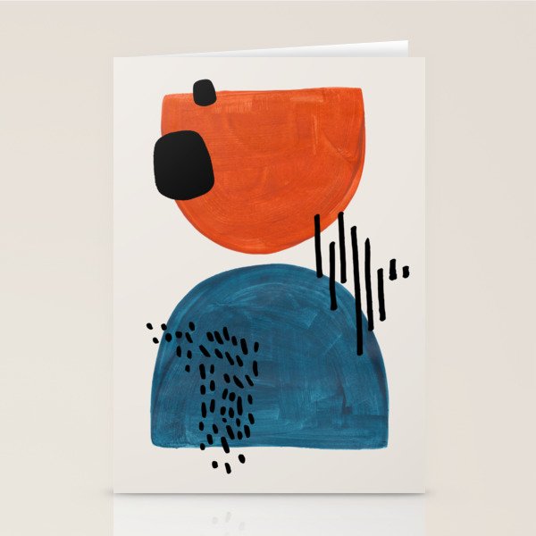 Burnt Orange Jewel Teal Blue Mid Century Modern Funky Colorful Shapes Patterns by Ejaaz Haniff Stationery Card Gallery Image 2
