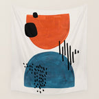 Burnt Orange Jewel Teal Blue Mid Century Modern Funky Colorful Shapes Patterns by Ejaaz Haniff Wall Tapestry Gallery Image 4