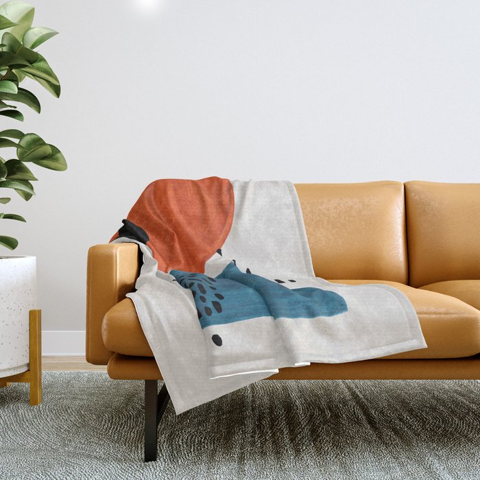 Burnt Orange Jewel Teal Blue Mid Century Modern Funky Colorful Shapes Patterns by Ejaaz Haniff Throw Blanket Gallery Image 1