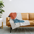 Burnt Orange Jewel Teal Blue Mid Century Modern Funky Colorful Shapes Patterns by Ejaaz Haniff Throw Blanket Gallery Image 1