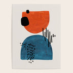 Burnt Orange Jewel Teal Blue Mid Century Modern Funky Colorful Shapes Patterns by Ejaaz Haniff Poster Gallery Image 4