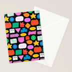 Funny retro sticker quote cartoon pattern Stationery Card Gallery Image 2