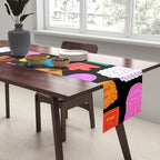 Funny retro sticker quote cartoon pattern Table Runner Gallery Image 2