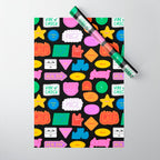 Funny retro sticker quote cartoon pattern Wrapping Paper Gallery Image 1