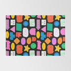 Funny retro sticker quote cartoon pattern Rug Gallery Image 2