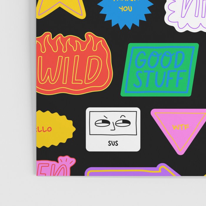 Funny retro sticker quote cartoon pattern Poster Gallery Image 3