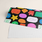 Funny retro sticker quote cartoon pattern Wrapping Paper Gallery Image 2