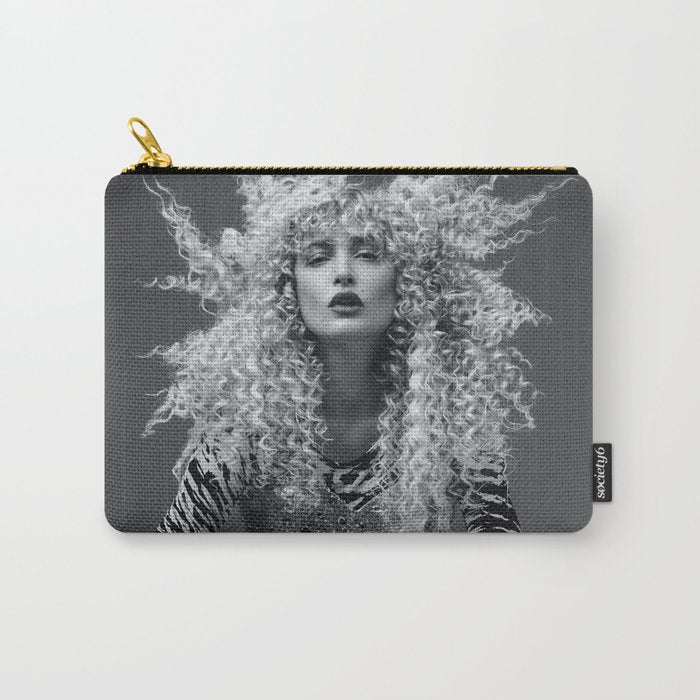 Goldilocks and the three makeup artists female fashion & glamour beautiful blond curls black and white photography - photograph - photographs Carry All Pouch Gallery Image 1