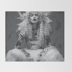 Goldilocks and the three makeup artists female fashion & glamour beautiful blond curls black and white photography - photograph - photographs Throw Blanket Gallery Image 2