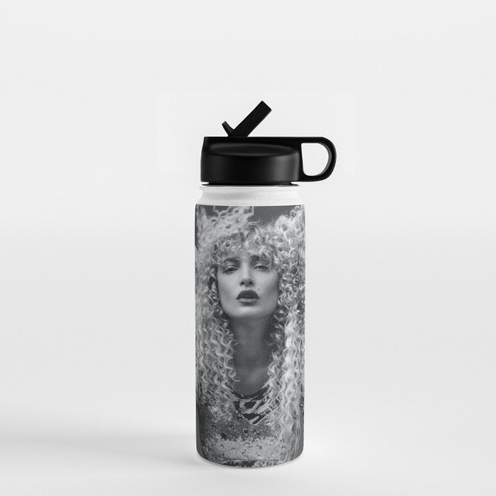 Goldilocks and the three makeup artists female fashion & glamour beautiful blond curls black and white photography - photograph - photographs Water Bottle Gallery Image 1