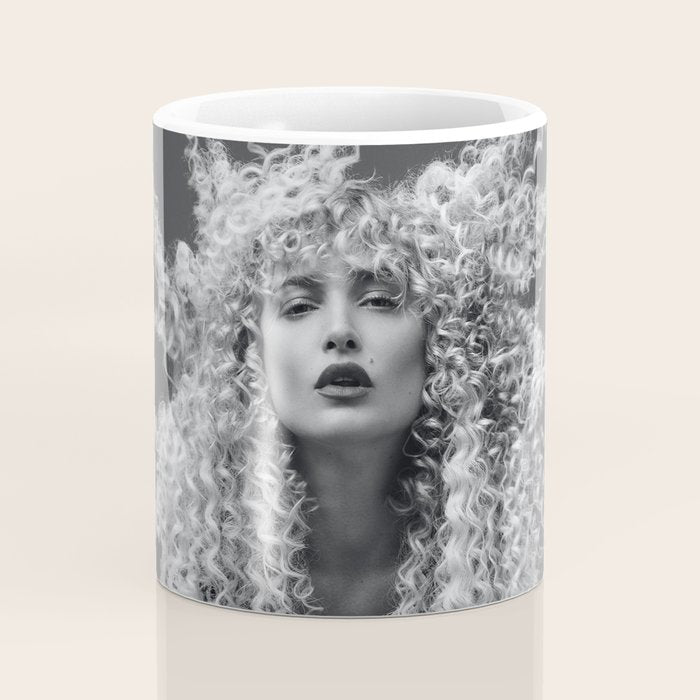 Goldilocks and the three makeup artists female fashion & glamour beautiful blond curls black and white photography - photograph - photographs Coffee Mug Gallery Image 4