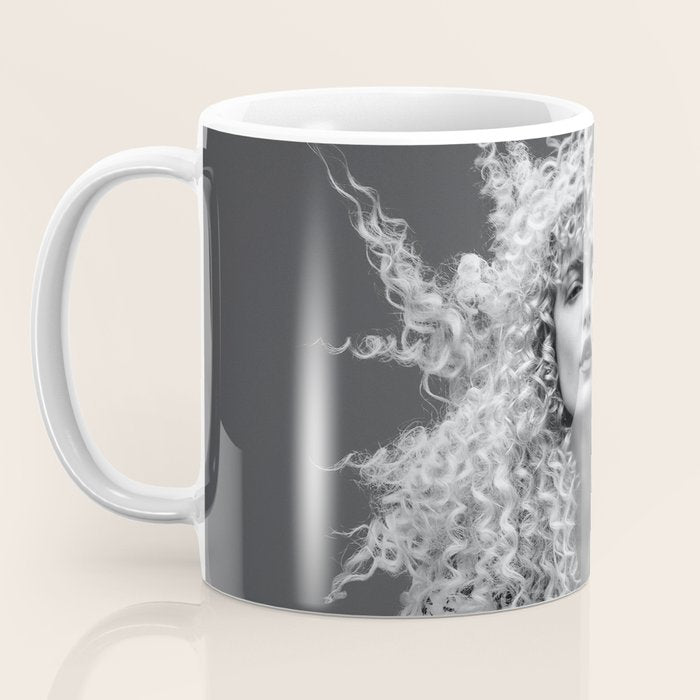 Goldilocks and the three makeup artists female fashion & glamour beautiful blond curls black and white photography - photograph - photographs Coffee Mug Gallery Image 3