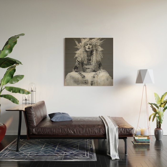 Goldilocks and the three makeup artists female fashion & glamour beautiful blond curls black and white photography - photograph - photographs Wood Wall Art Gallery Image 2