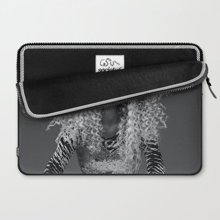Goldilocks and the three makeup artists female fashion & glamour beautiful blond curls black and white photography - photograph - photographs Laptop Sleeve Gallery Image 2