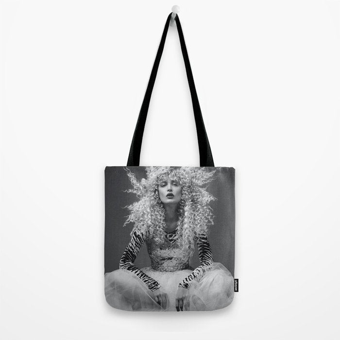Goldilocks and the three makeup artists female fashion & glamour beautiful blond curls black and white photography - photograph - photographs Tote Bag Gallery Image 2