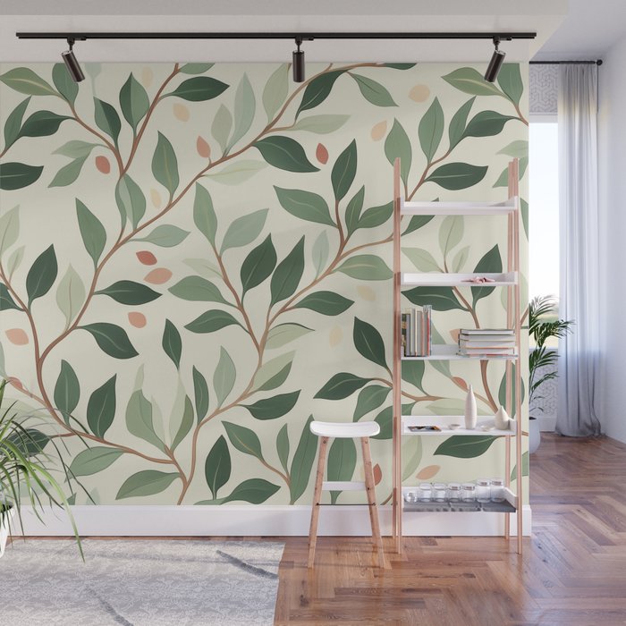 Romantic Botanica Autumn Bloom Wall Mural Gallery Image 1