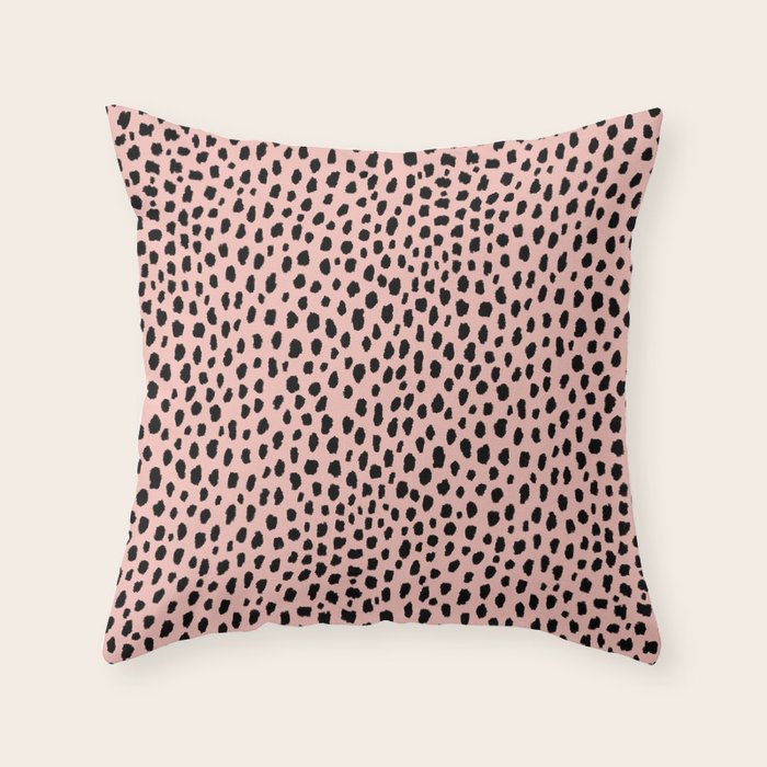 Pink and Black Dalmatian Spots (black/pink) Throw Pillow Gallery Image 6