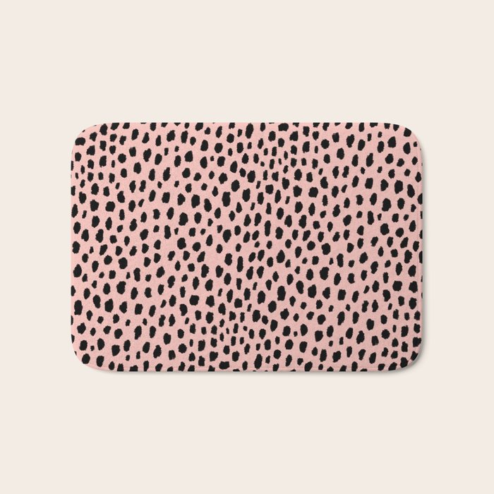 Pink and Black Dalmatian Spots (black/pink) Bath Mat Gallery Image 1